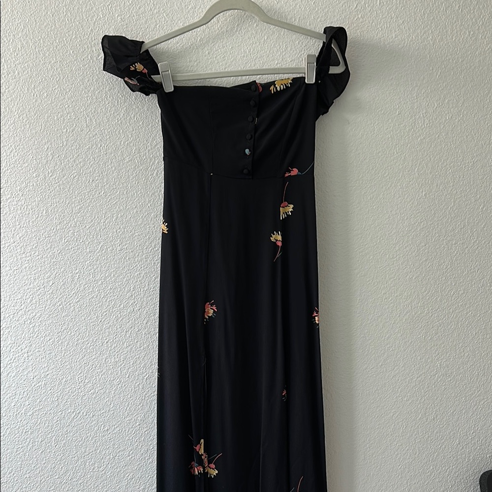 Elegant Black Floral Off-Shoulder Dress